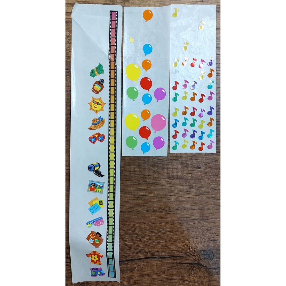 Vintage SandyLion Stickers Lot 3 Partial Pages Music Notes Balloons Sun Hat  S63